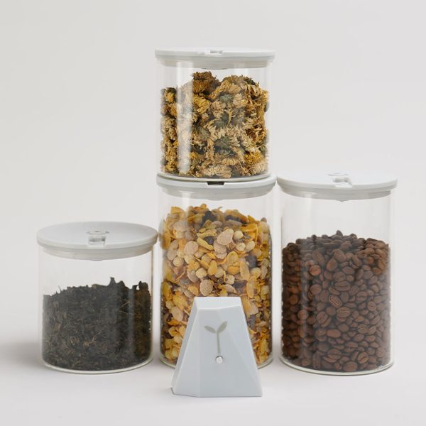 玻璃真空罐組(2大+2小)含VOYD真空機 | 沙拉罐 | 真空保鮮罐 | 隔夜燕麥罐