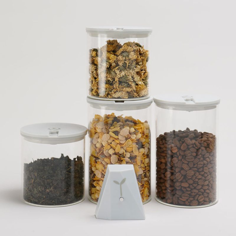 玻璃真空罐組(2大+2小)含VOYD真空機 | 沙拉罐 | 真空保鮮罐 | 隔夜燕麥罐