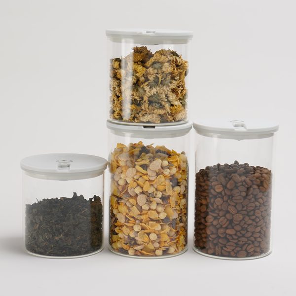 蘿拉廚房 | 玻璃真空罐(2大+2小) | 真空保鮮罐｜沙拉罐｜隔夜燕麥罐｜保存容器｜食物保鮮