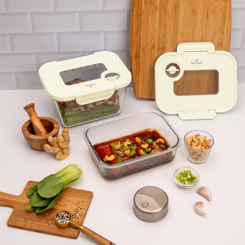 蘿拉廚房 | 美國SealVax玻璃真空盒(1大+1中)含真空機 | 玻璃真空盒