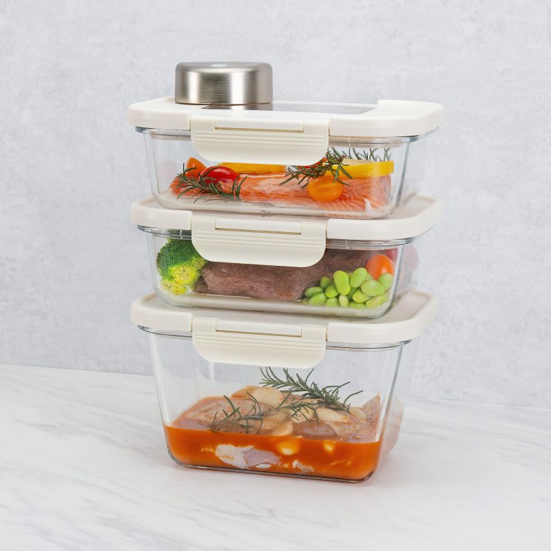 玻璃真空盒(1大+2中)l米色+SEASON•SEAL真空機 | 真空保鮮盒 | 醃肉神器 | 密封盒推薦 | 保存容器 玻璃真空盒(1大+2中)l米色+SEASON•SEAL真空機 | 真空保鮮盒 | 醃肉神器 | 密封盒推薦 | 保存容器