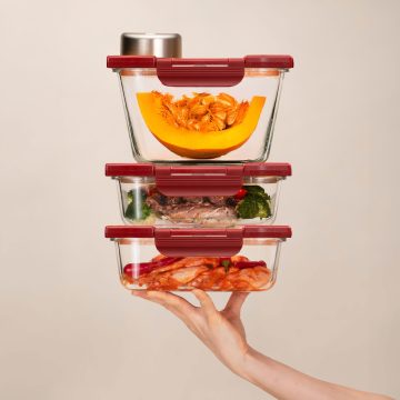 玻璃真空盒(1大+2中)棕色+SEASON•SEAL真空機 | 真空保鮮盒 | 醃肉神器 | 密封盒推薦 | 保存容器