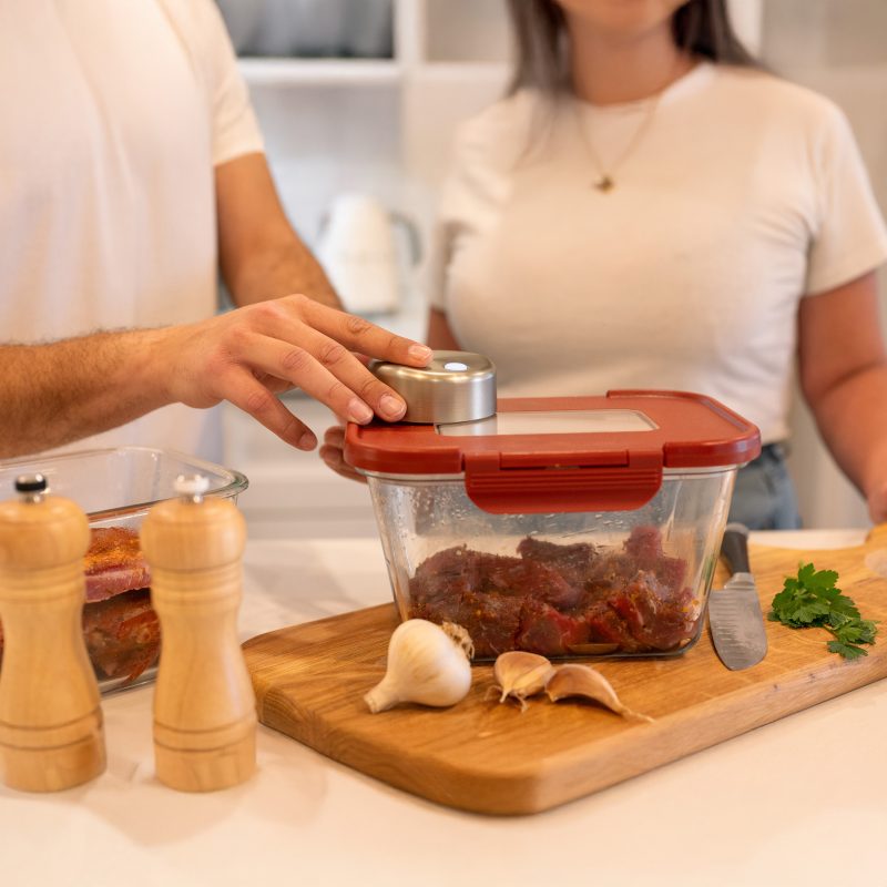 玻璃真空盒棕色+SeasonSeal真空機 | 真空保鮮盒 | 醃肉神器 | 密封盒推薦 | 保存容器