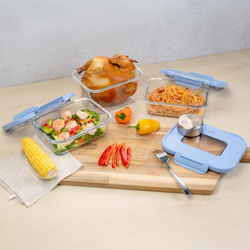 玻璃真空盒組(1大+2中)含SeasonSeal雙模式真空機 - 藍色冬季版 玻璃真空盒組(1大+2中)含SeasonSeal雙模式真空機 - 藍色冬季版