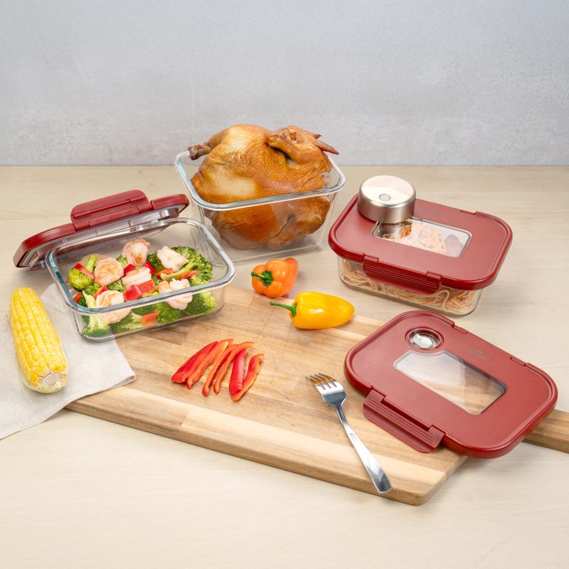 玻璃真空盒組(1大+2中)含SeasonSeal雙模式真空機 - 棕色秋季版