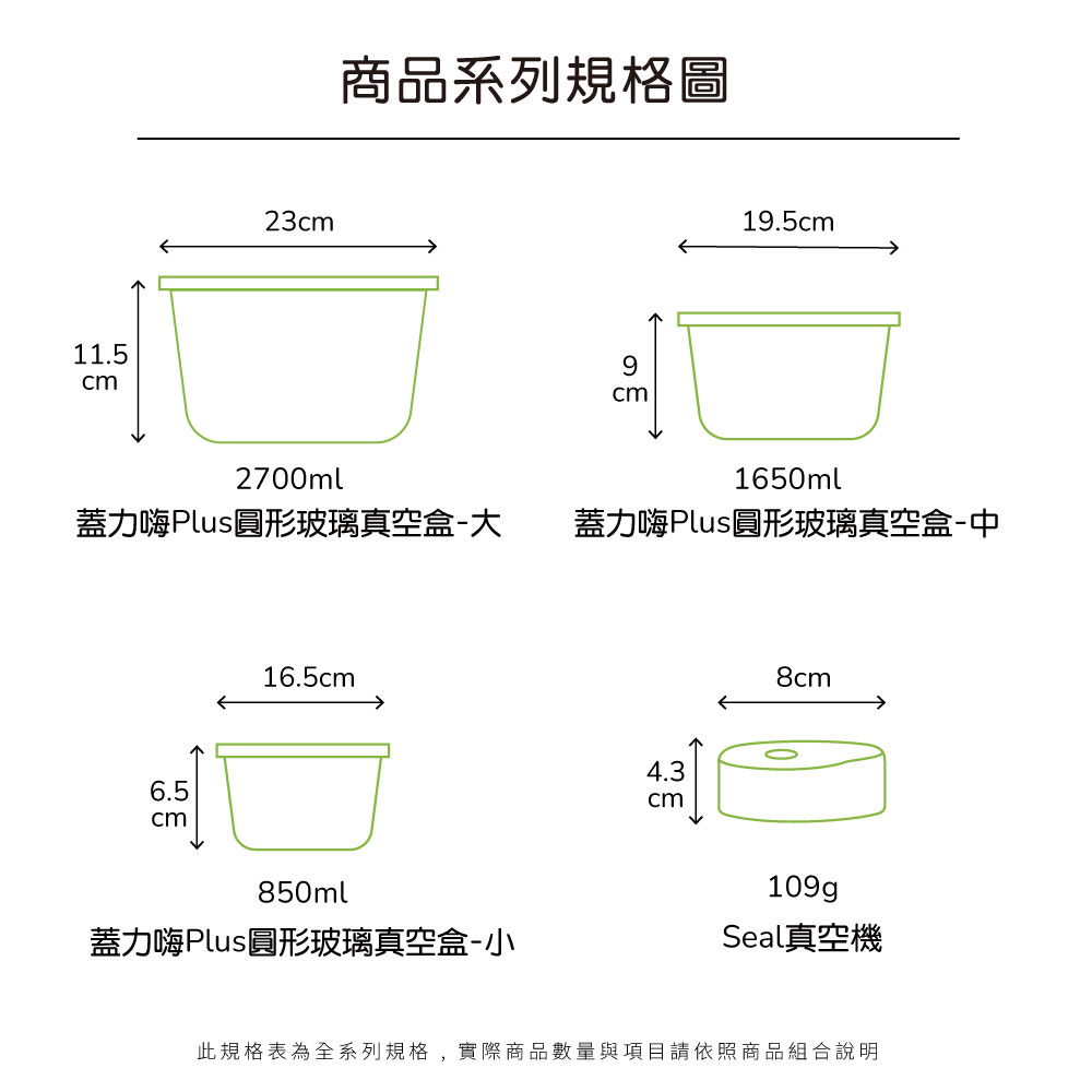 蓋力嗨Plus圓形玻璃真空盒規格圖